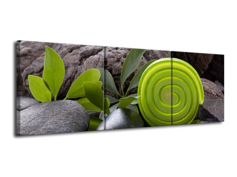 Canvas schilderij Spa | Groen, Zwart | 120x40cm 3Luik