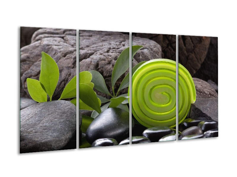 Canvas schilderij Spa | Groen, Zwart | 160x80cm 4Luik