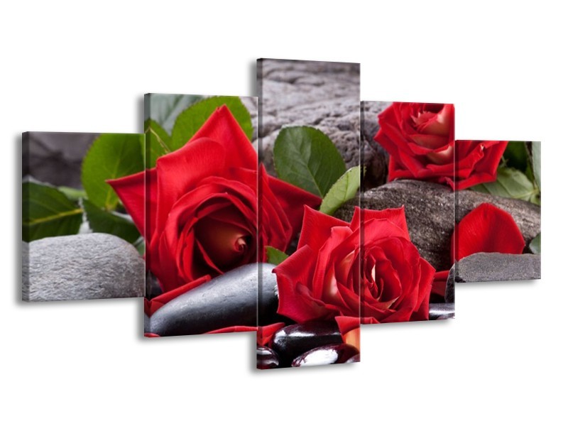 Glas schilderij Roos | Rood, Zwart, Groen | 150x80cm 5Luik