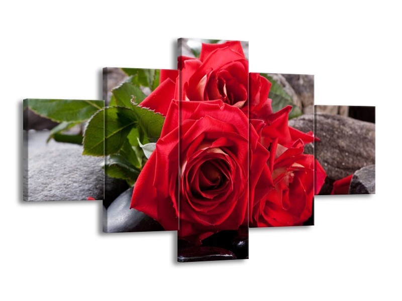 Glas schilderij Roos | Rood, Zwart, Groen | 125x70cm 5Luik