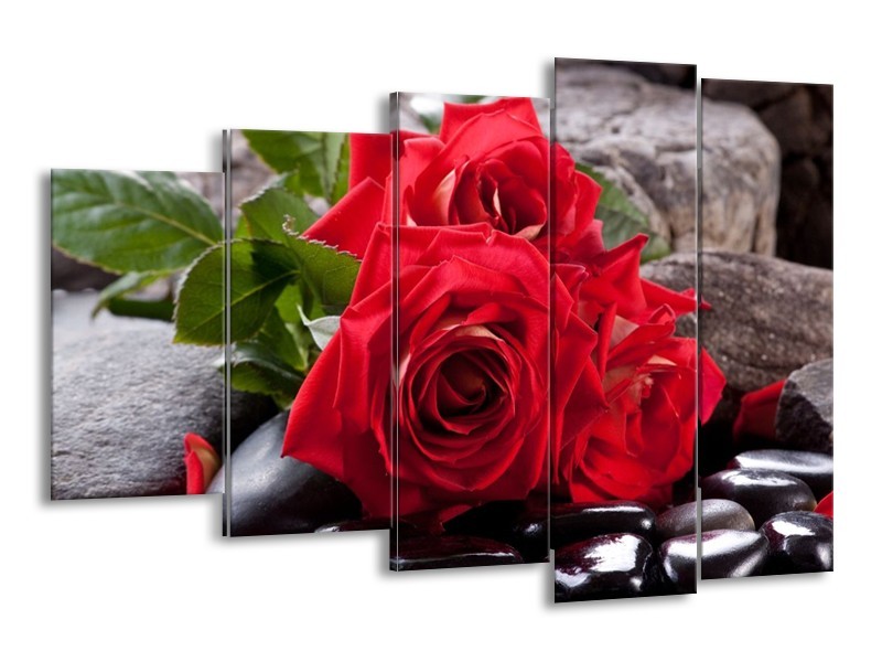 Glas schilderij Roos | Rood, Zwart, Groen | 150x100cm 5Luik