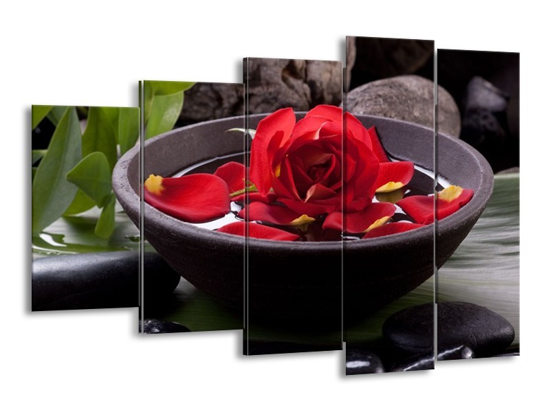 Glas schilderij Roos | Rood, Zwart, Groen | 150x100cm 5Luik