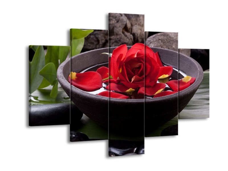 Glas schilderij Roos | Rood, Zwart, Groen | 150x105cm 5Luik
