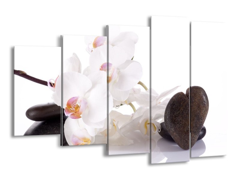 Canvas schilderij Orchidee | Wit, Zwart | 150x100cm 5Luik