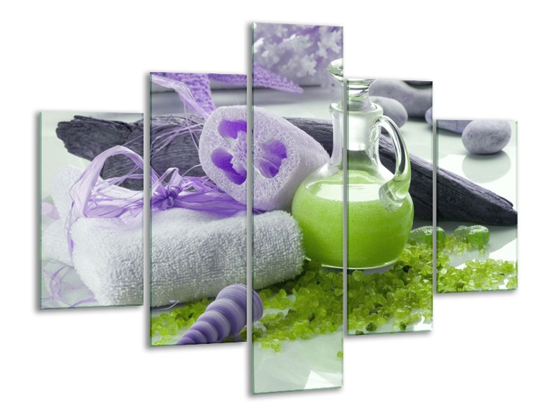 Glas schilderij Spa | Paars, Groen, Grijs | 100x70cm 5Luik