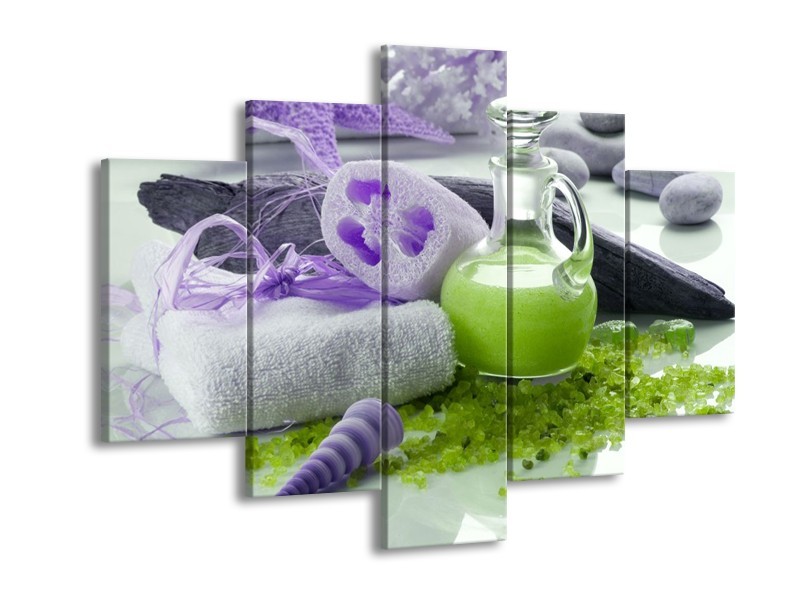 Glas schilderij Spa | Paars, Groen, Grijs | 150x105cm 5Luik