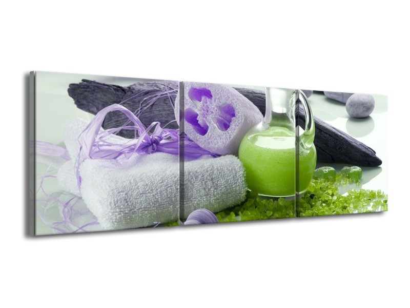 Glas schilderij Spa | Paars, Groen, Grijs | 150x50cm 3Luik