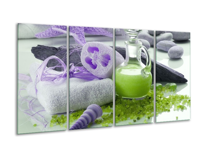Canvas schilderij Spa | Paars, Groen, Grijs | 160x80cm 4Luik