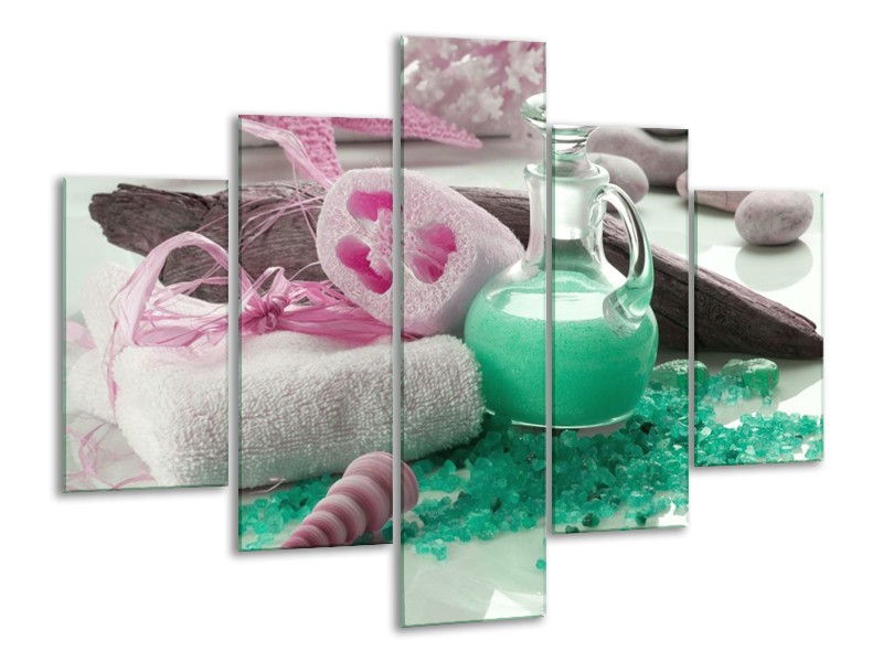 Glas schilderij Spa | Groen, Roze | 100x70cm 5Luik