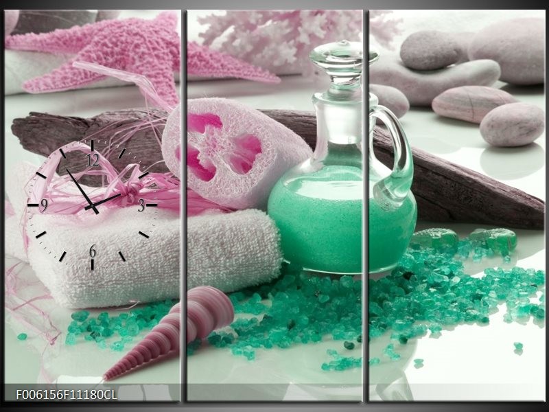 Klok schilderij Spa | Groen, Roze | 111x80cm 3Luik