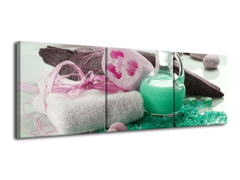 Canvas schilderij Spa | Groen, Roze | 120x40cm 3Luik