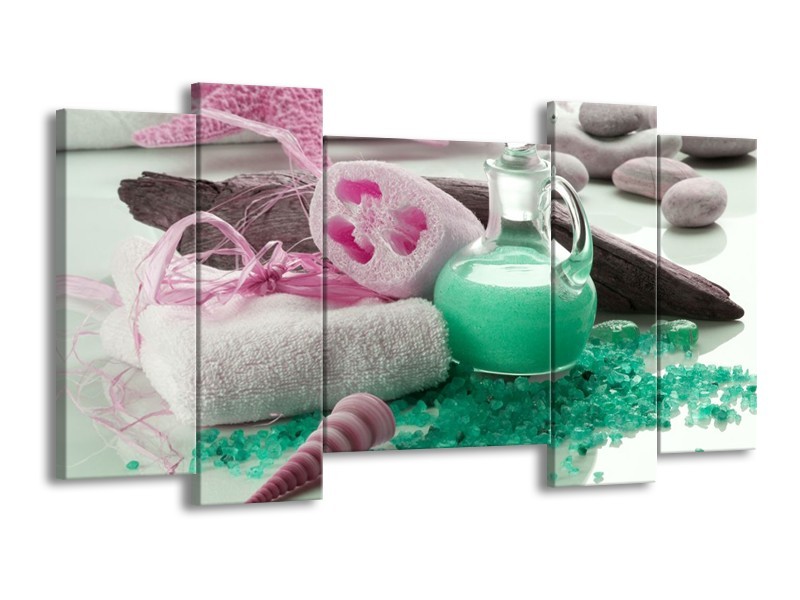 Canvas schilderij Spa | Groen, Roze | 120x65 5Luik