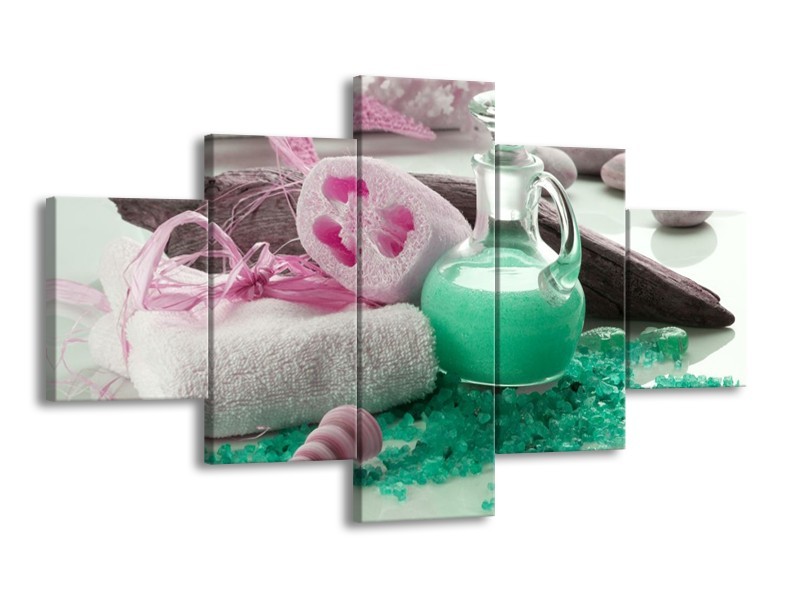 Glas schilderij Spa | Groen, Roze | 125x70cm 5Luik