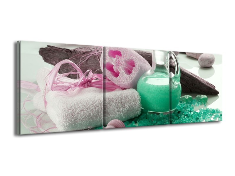 Glas schilderij Spa | Groen, Roze | 150x50cm 3Luik