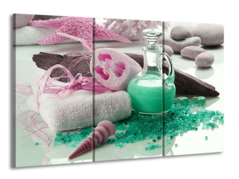 Glas schilderij Spa | Groen, Roze | 165x100cm 3Luik