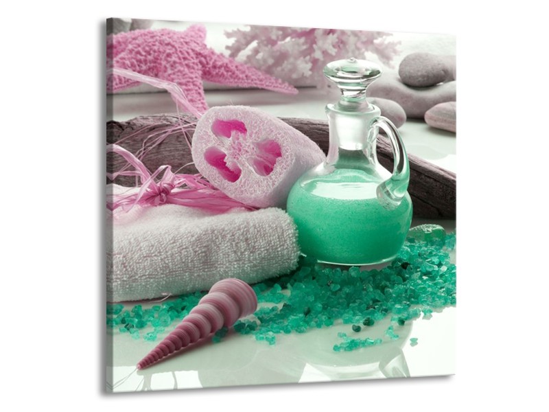 Glas schilderij Spa | Groen, Roze | 70x70cm 1Luik