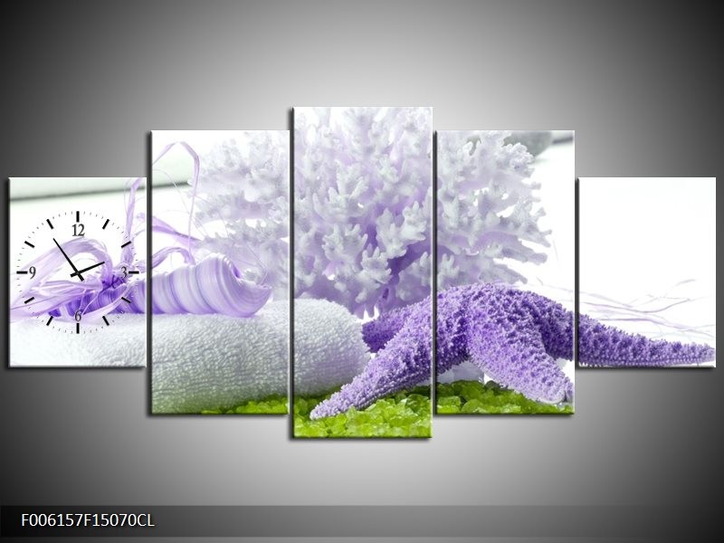 Klok schilderij Spa | Paars, Groen, Wit | 150x70cm 5Luik