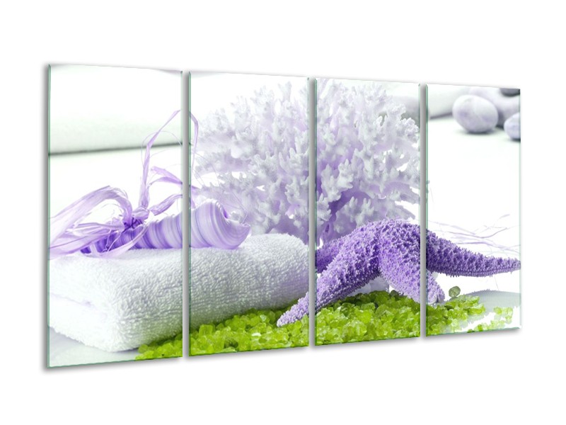 Canvas schilderij Spa | Paars, Groen, Wit | 160x80cm 4Luik