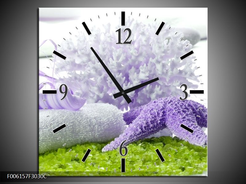 Klok schilderij Spa | Paars, Groen, Wit | 30x30cm 1Luik