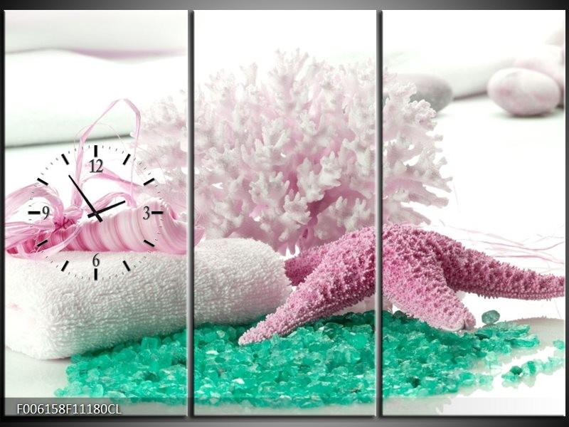 Klok schilderij Spa | Roze, Groen | 111x80cm 3Luik