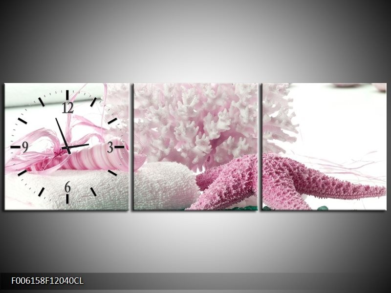 Klok schilderij Spa | Roze, Groen | 120x40cm 3Luik