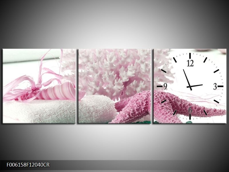 Klok schilderij Spa | Roze, Groen | 120x40cm 3Luik