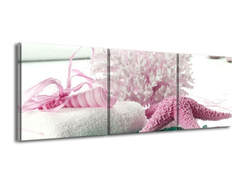 Glas schilderij Spa | Roze, Groen | 150x50cm 3Luik