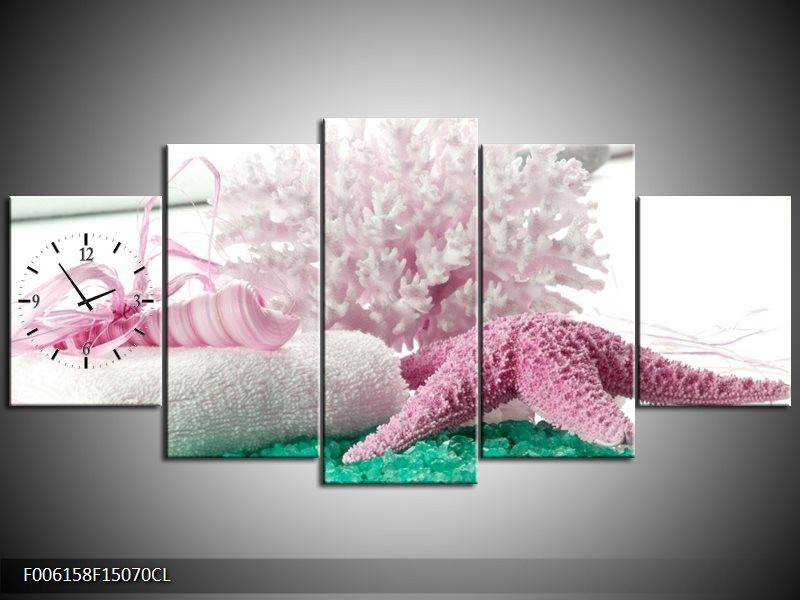 Klok schilderij Spa | Roze, Groen | 150x70cm 5Luik