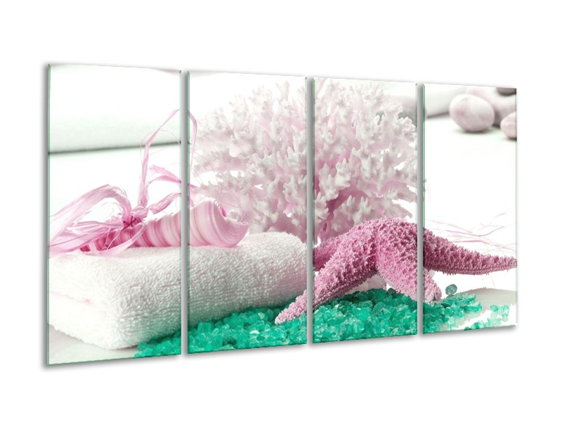 Canvas schilderij Spa | Roze, Groen | 160x80cm 4Luik