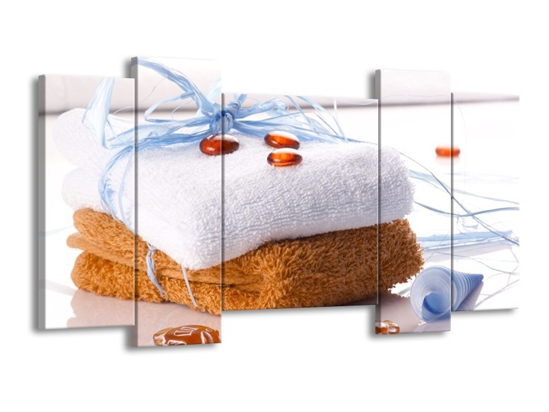 Canvas schilderij Spa | Bruin, Wit, Blauw | 120x65 5Luik