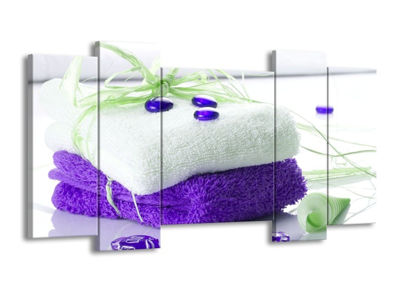 Canvas schilderij Spa | Paars, Wit, Groen | 120x65 5Luik