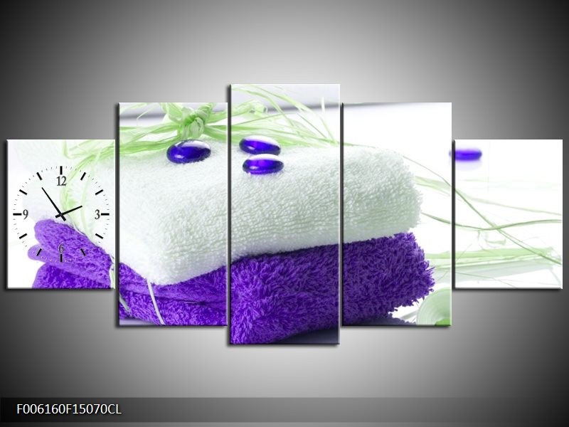 Klok schilderij Spa | Paars, Wit, Groen | 150x70cm 5Luik