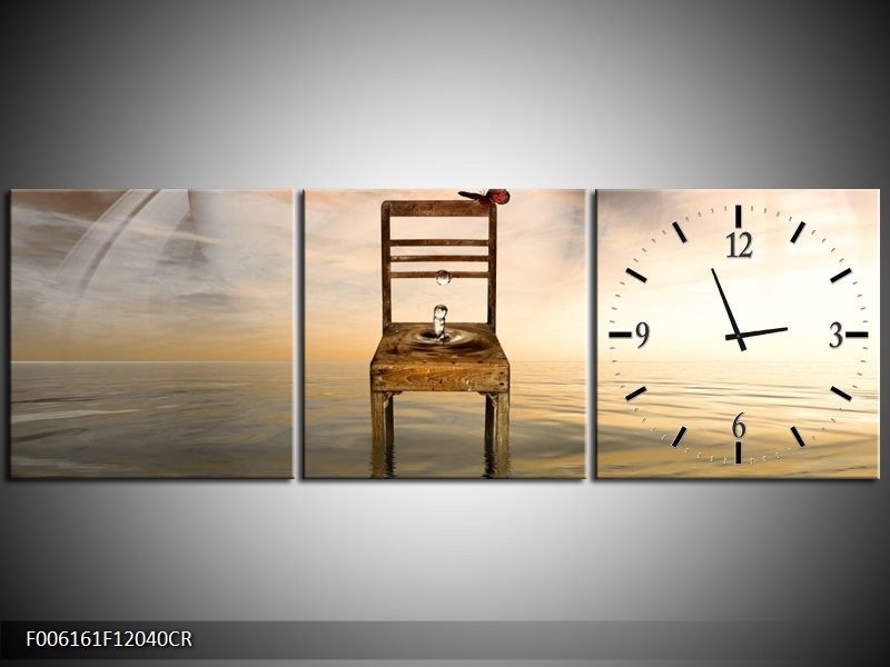 Klok schilderij Modern | Bruin, Grijs | 120x40cm 3Luik