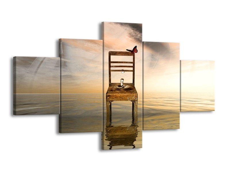 Canvas schilderij Modern | Bruin, Grijs | 125x70cm 5Luik