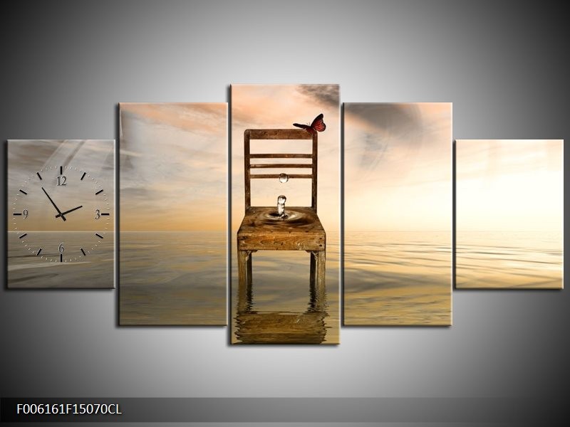 Klok schilderij Modern | Bruin, Grijs | 150x70cm 5Luik