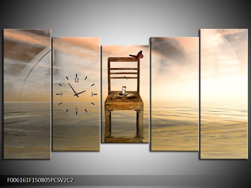 Klok schilderij Modern | Bruin, Grijs | 150x80cm 5Luik