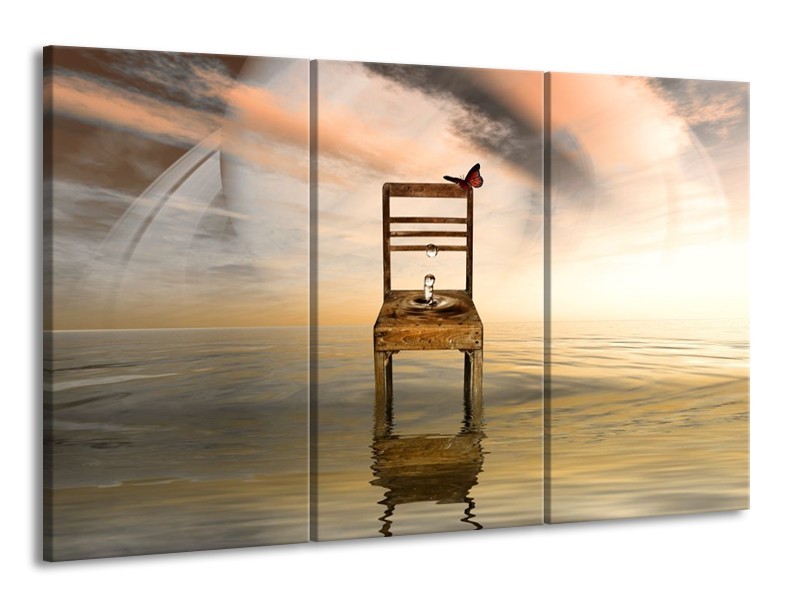 Canvas schilderij Modern | Bruin, Grijs | 165x100cm 3Luik