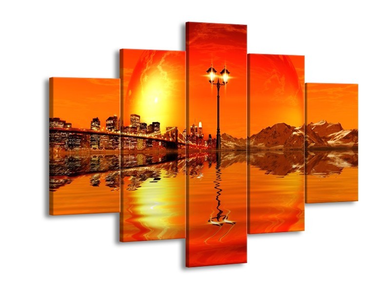 Canvas schilderij Steden | Oranje, Rood, Geel | 150x105cm 5Luik