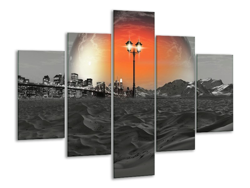 Glas schilderij Steden | Rood, Zwart, Grijs | 100x70cm 5Luik