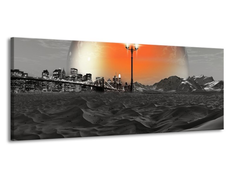 Glas schilderij Steden | Rood, Zwart, Grijs | 145x58cm 1Luik