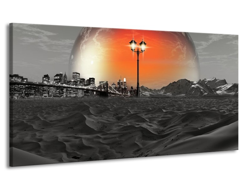 Canvas schilderij Steden | Rood, Zwart, Grijs | 170x90cm 1Luik