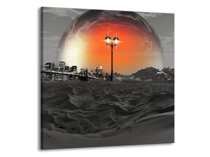 Canvas schilderij Steden | Rood, Zwart, Grijs | 50x50cm 1Luik