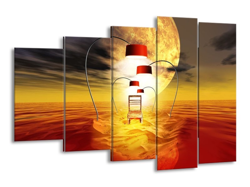 Canvas schilderij Modern | Oranje, Rood, Geel | 150x100cm 5Luik