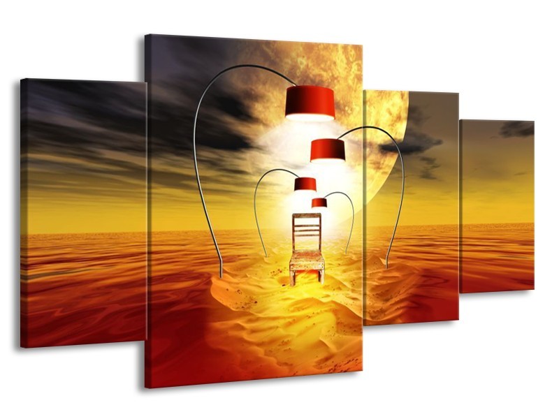 Canvas schilderij Modern | Oranje, Rood, Geel | 160x90cm 4Luik