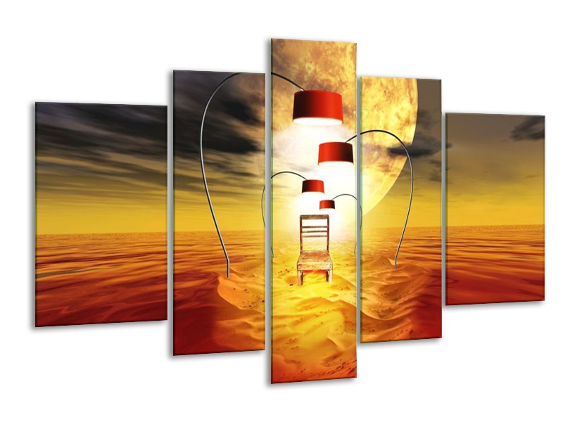 Canvas schilderij Modern | Oranje, Rood, Geel | 170x100cm 5Luik