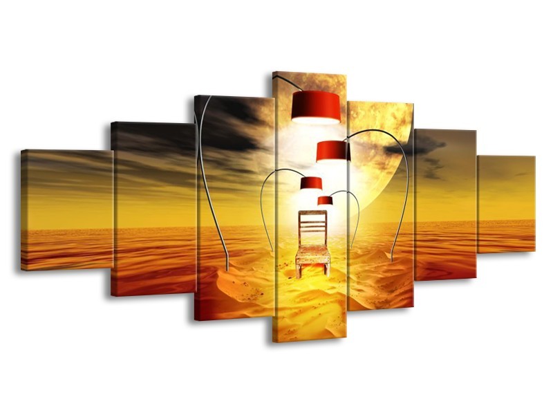 Canvas schilderij Modern | Oranje, Rood, Geel | 210x100cm 7Luik