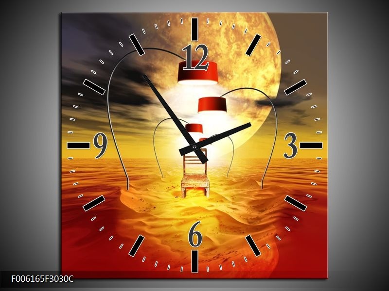 Klok schilderij Modern | Oranje, Rood, Geel | 30x30cm 1Luik