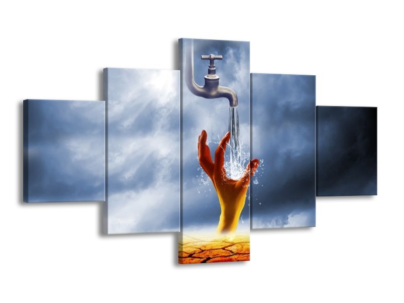 Canvas schilderij Modern | Oranje, Grijs | 125x70cm 5Luik