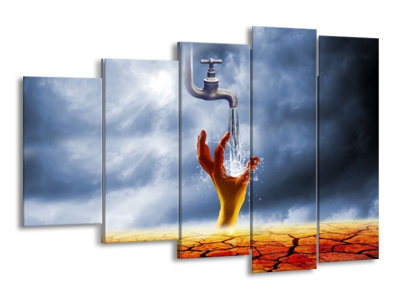 Canvas schilderij Modern | Oranje, Grijs | 150x100cm 5Luik