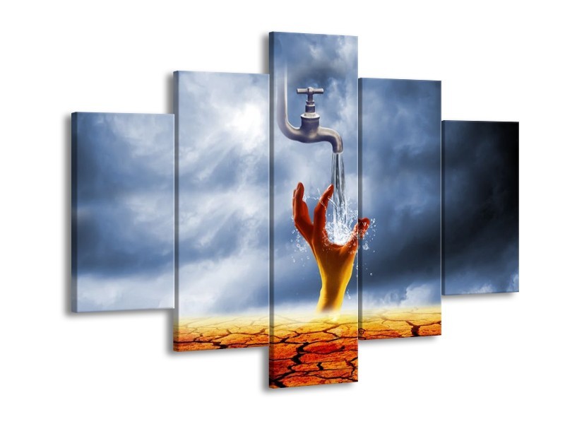 Canvas schilderij Modern | Oranje, Grijs | 150x105cm 5Luik